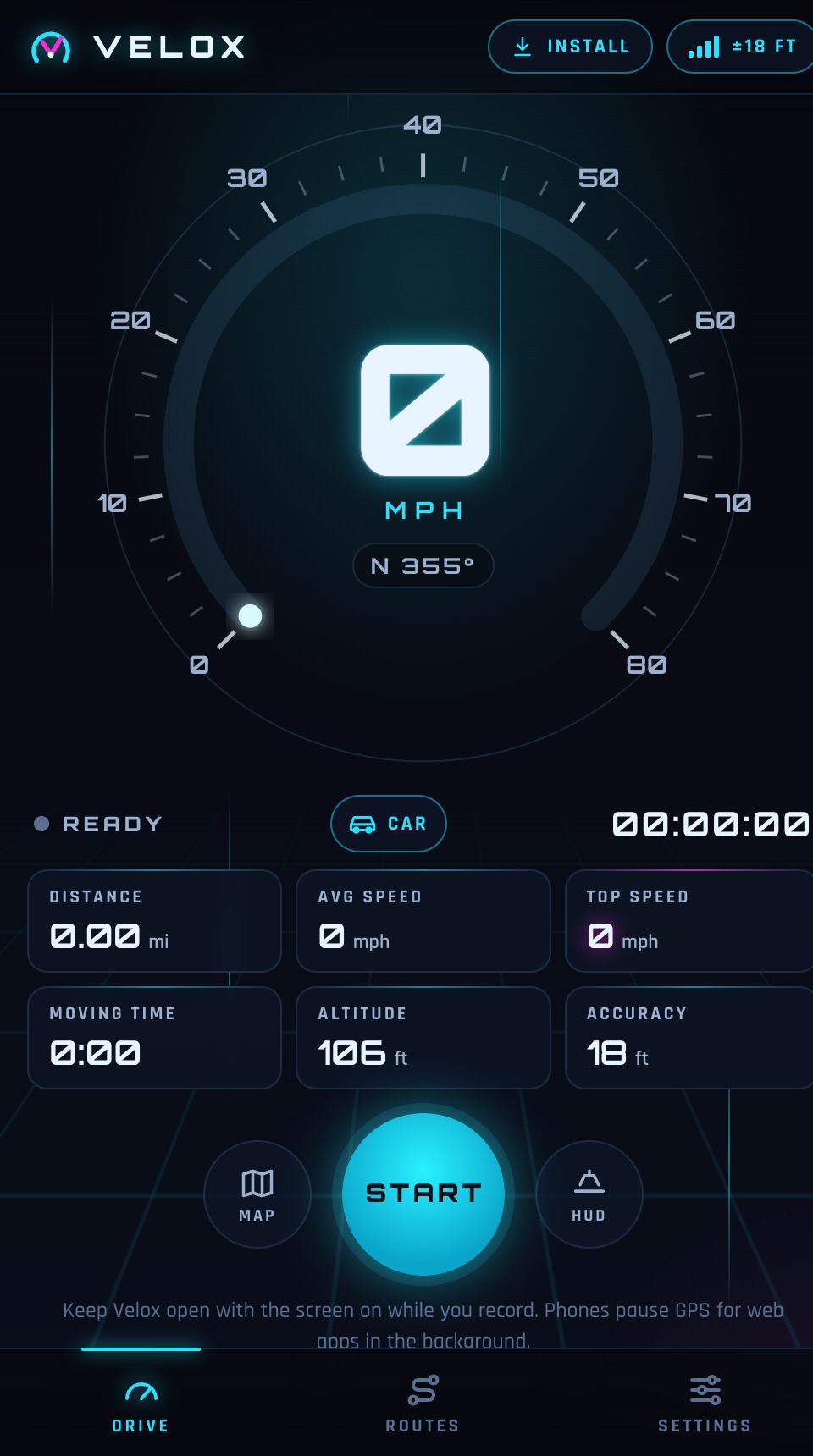 Velox screenshot
